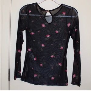 Dynamite Mesh Flowered Long Sleeve Shirt